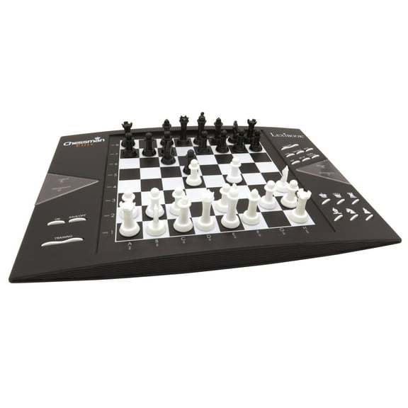 Lexibook ChessMan Elite Interactive electronic chess game +, 64 levels of difficulty, LEDs, family child board game, black / white, CG1300US