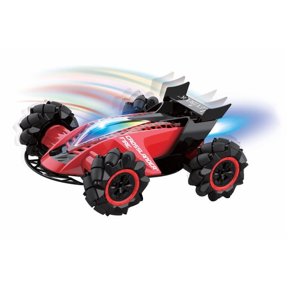 Lexibook, Crosslander Fire, Remote Control Car, up to 12km/h, 4 Wheel Drive, Smoke Jet, Light and Sound Effects, Music, Remote Control and Gesture Control Bracelet Included, Rechargeable