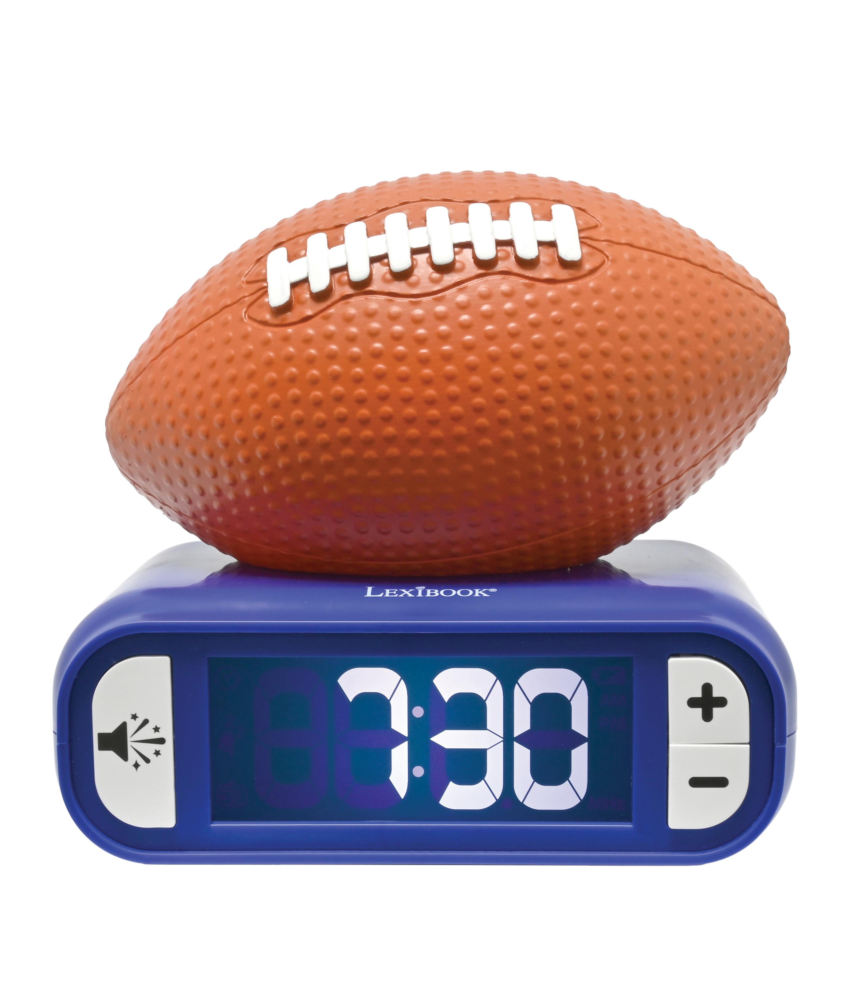 Lexibook, American Football - Night Light Alarm Clock, Sounds and Melodies, Backlit LCD Screen, Luminescent, Snooze, Orange/Blue