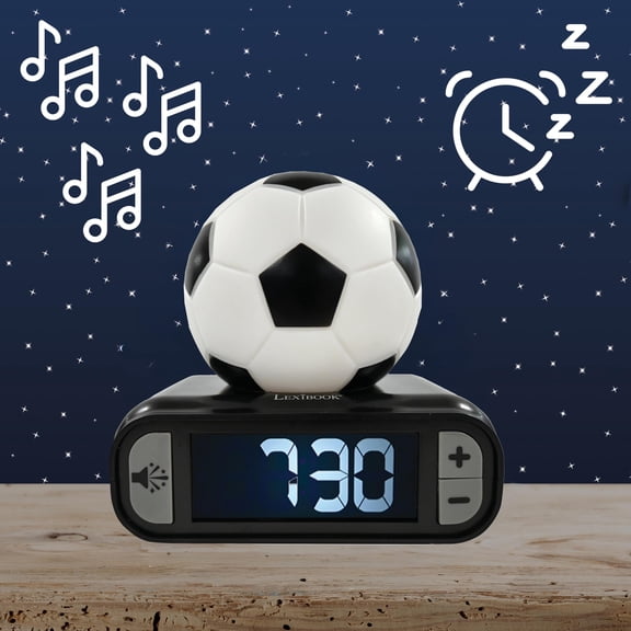 Lexibook Soccer Ball Digital Alarm Clock, Nightlight & Snooze, Black