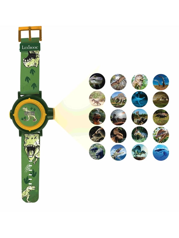 Dinosaur - Adjustable projection watch digital screen - 20 images of Dinosaur - for Children - Green and Yellow - DMW050DINO