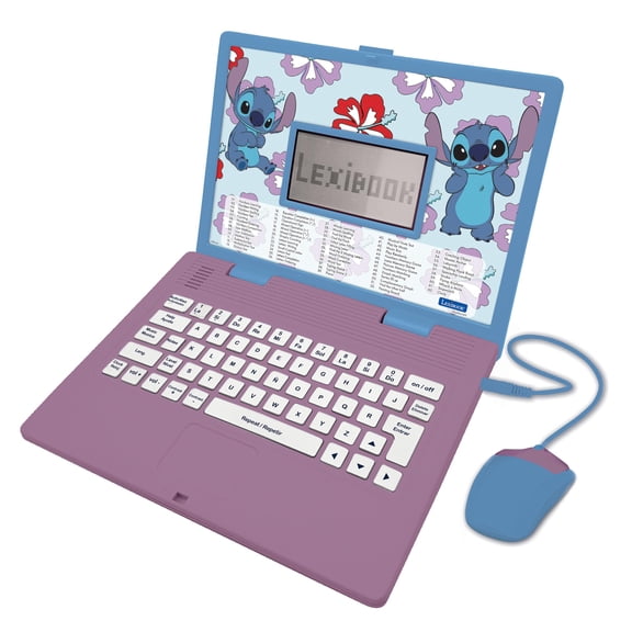 Lexibook, Disney Stitch, Bilingual English/Spanish Educational Laptop, 124 Language Activities, Writing, Maths, Logic, Music and Games, Boys and Girls, JC598Di2