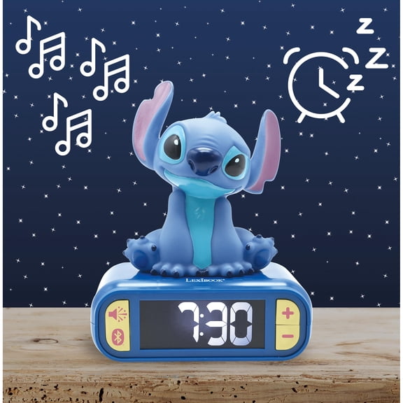 Lexibook Disney Stitch, Digital Alarm Clock with 3D Stitch Night Light