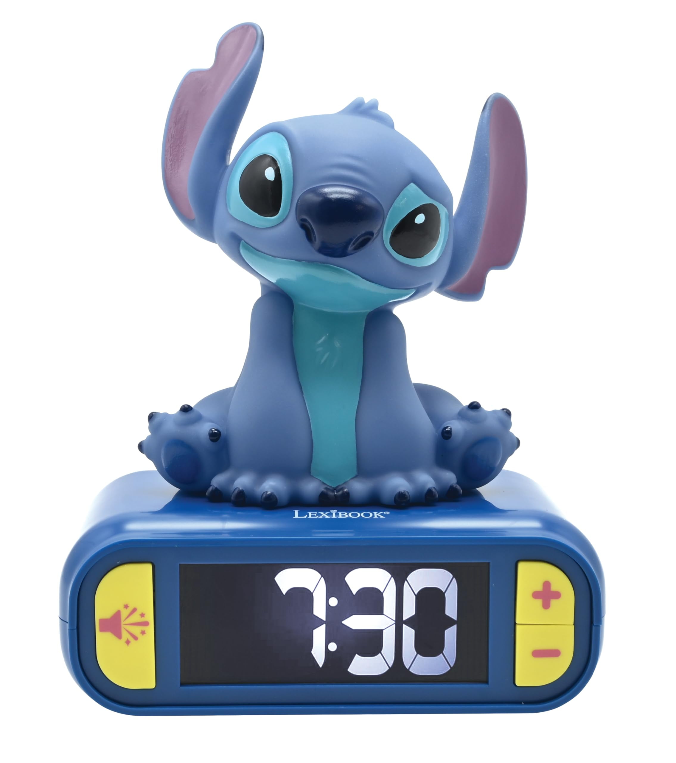 Lexibook, Disney Stitch, Stitch Nightlight Alarm Clock, Sounds and Melodies, LCD Backlit Screen, Luminous, Snooze, Blue