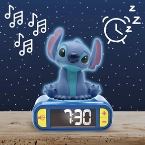 Lexibook Disney Stitch Nightlight Alarm Clock, Sounds, LCD, Blue, Kids