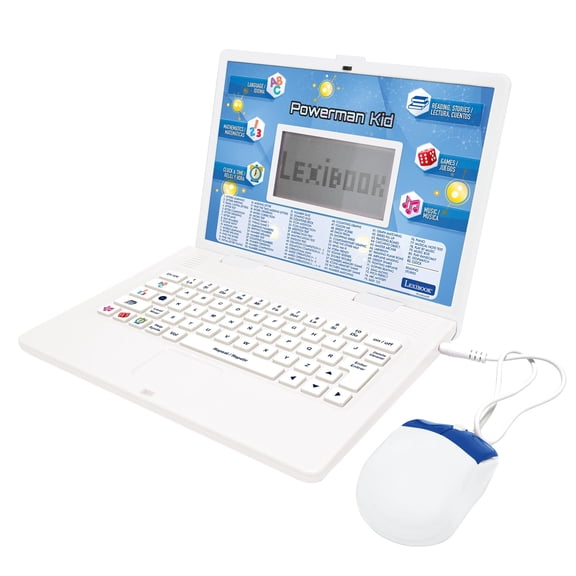 Lexibook, Educational Laptop, Bilingual Educational Laptop, English and Spanish, 164 Learning Activities, LCD Screen, Keyboard, Fun Games and Discovery, Blue, JC601i2
