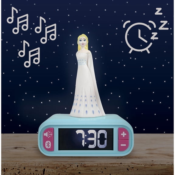 Lexibook Frozen Elsa Digital Alarm Clock with 3D Night Light, Bluetooth