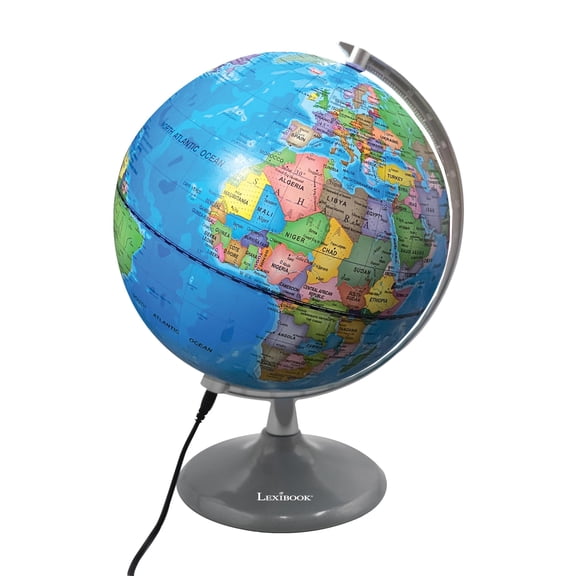 Lexibook Luminous Globe Planetarium, STEM, 2-in-1 Globe during the day, Constellation map at night, Blue/Black, NLJ185EN