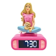 Lexibook, Mattel Barbie, Barbie Nightlight alarm clock, Sounds and Melodies, LCD Backlit screen, Luminous, Snooze, Pink, RL800BB
