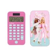 Lexibook, Mattel Barbie, Barbie Pocket Calculator with Protection Cover, Conventional and Advanced Calculator Functions, battery and solar-powered, Pink, C45BB