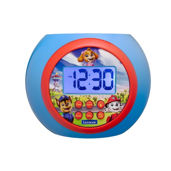 Lexibook - Paw Patrol Projector alarm clock with snooze function and alarm function ,Night light with timer , LCD screen, battery operated , Blue / Red, RL977PA