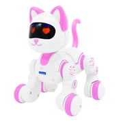 Lexibook Power Kitty Jr. Remote Control Robot Cat, STEM Programmable, Rechargeable, Pink/White