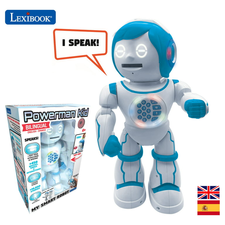 Lexibook Powerman Kid - Educational and Bilingual English/Spanish Robot -  Walking Talking Dancing Singing Toy - STEM Programmable Telling Creating