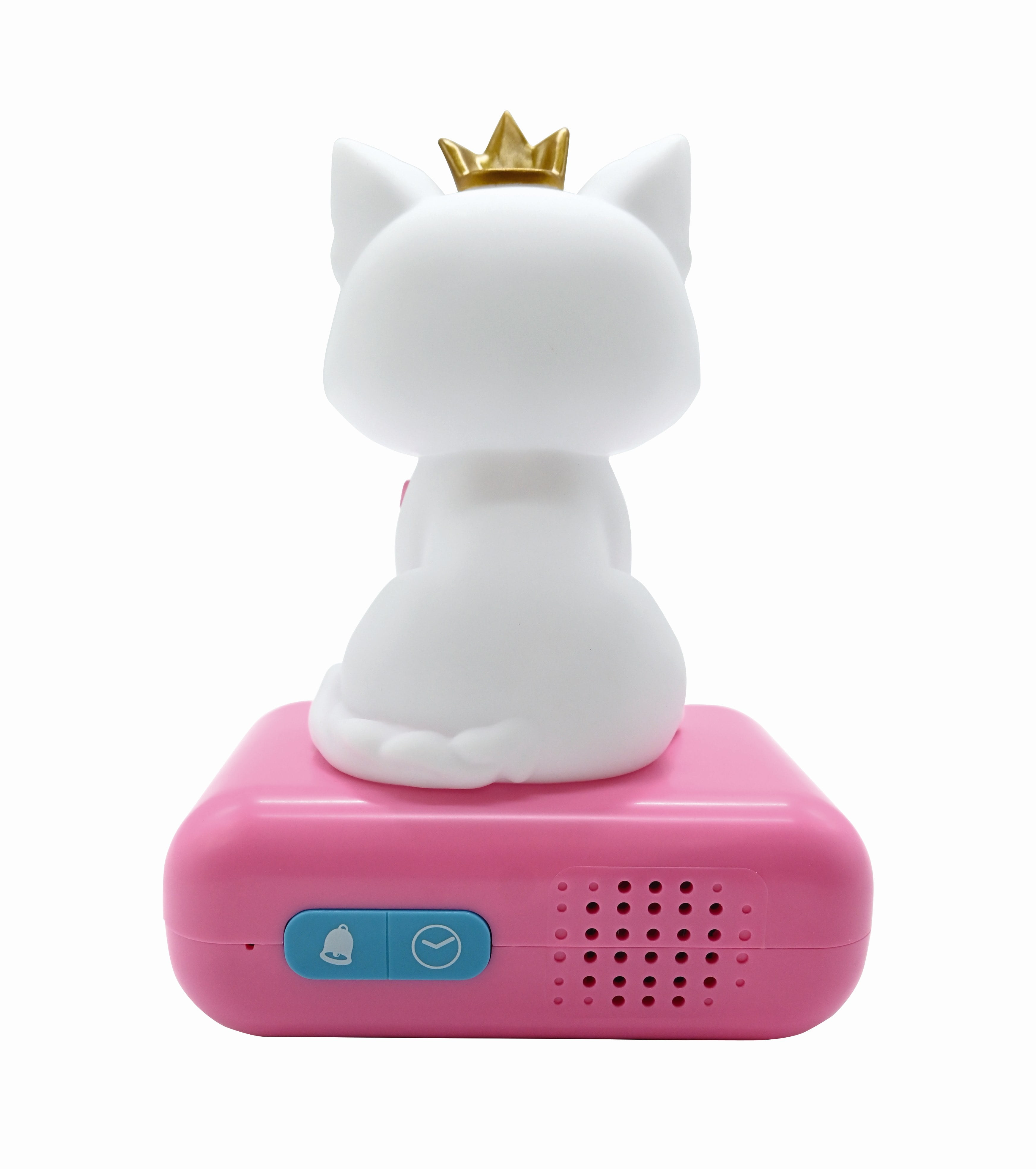Lexibook - Kitten Digital Alarm Clock for Kids with Night Light Snooze, Childrens Clock, Luminous Cat, White and Pink Colours