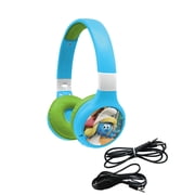 Lexibook, The Smurfs, 2-in-1 Bluetooth & Wired Headphones with microphone and control buttons, Foldable and Adjustable, Long-lasting rechargeable battery, Blue/green, HPBT010SF