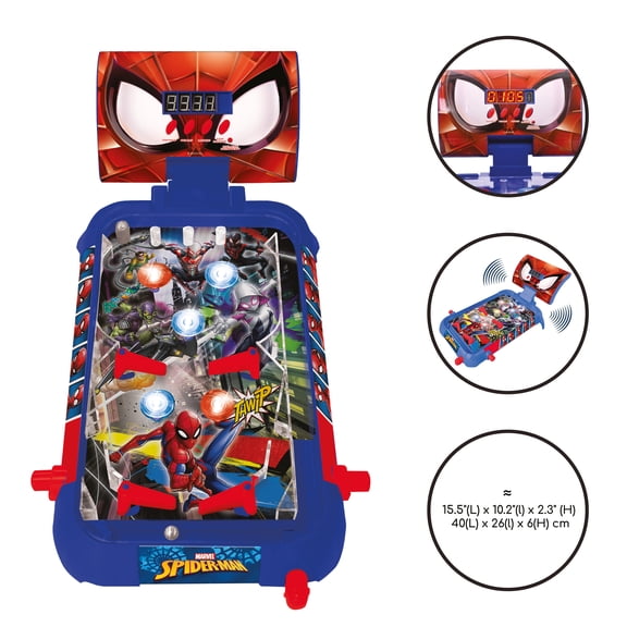 Lexibook Spider-Man Electronic Table Pinball, LCD, Light, Blue/Red
