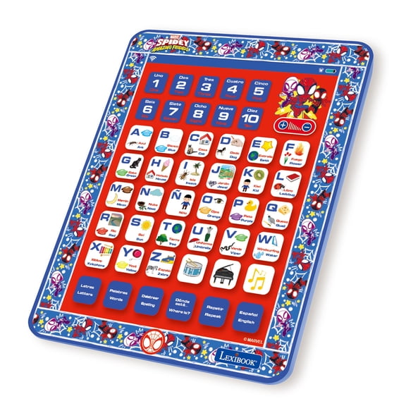 Lexibook, Spidey and his Amazing Friends, Bilingual Learning Tablet - English / Spanish - Toy to learn to count, vocabulary and make music, JCPAD002SPi2