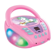 Lexibook Unicorn - Bluetooth CD player for kids   Portable, Multicoloured light effects, Microphone jack, Aux-in jack, AC or battery-operated, Girls, Boys, Pink, RCD109UNI