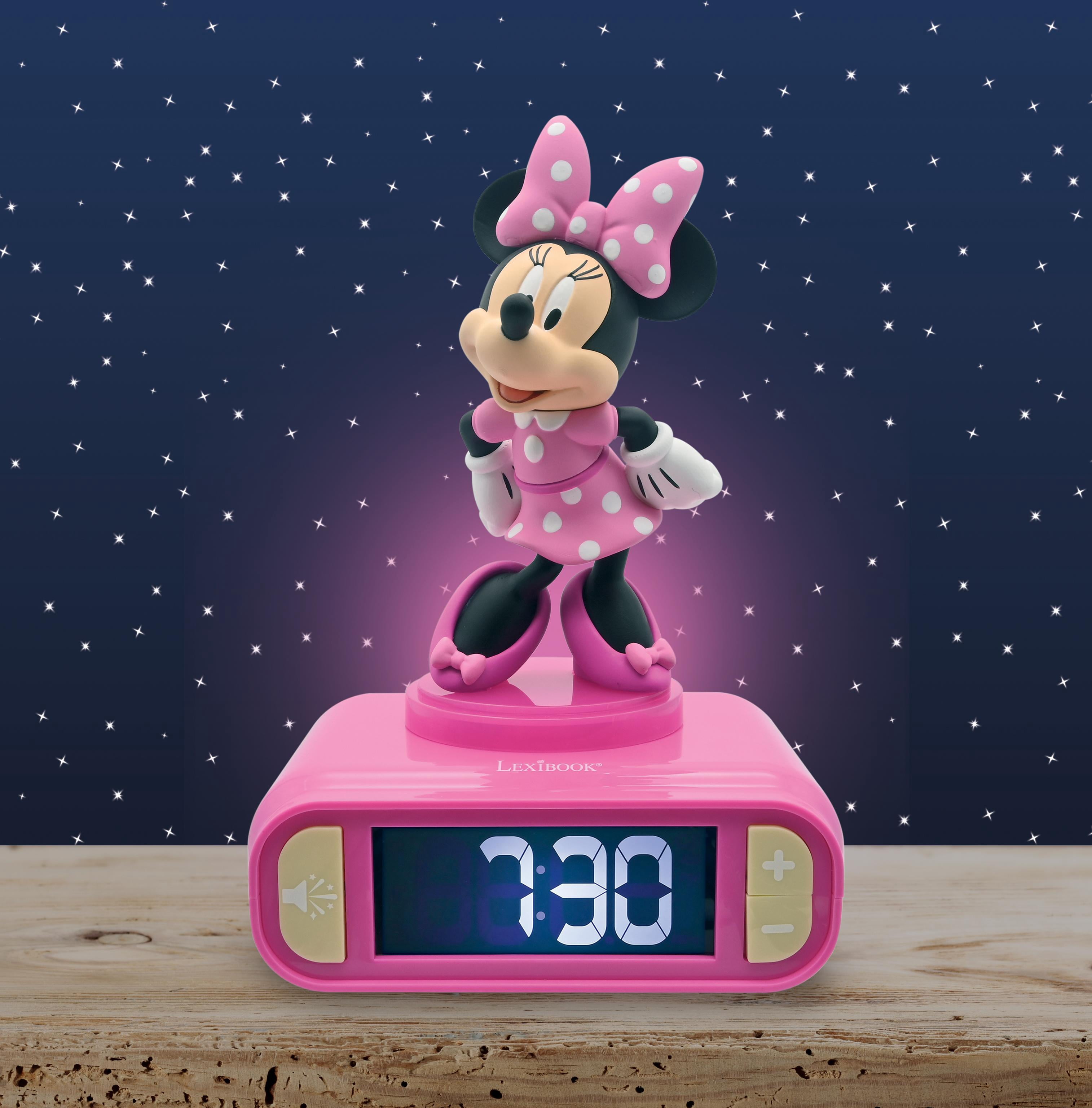 Lexibook, Disney Minnie, Minnie Nightlight Alarm Clock, Pink