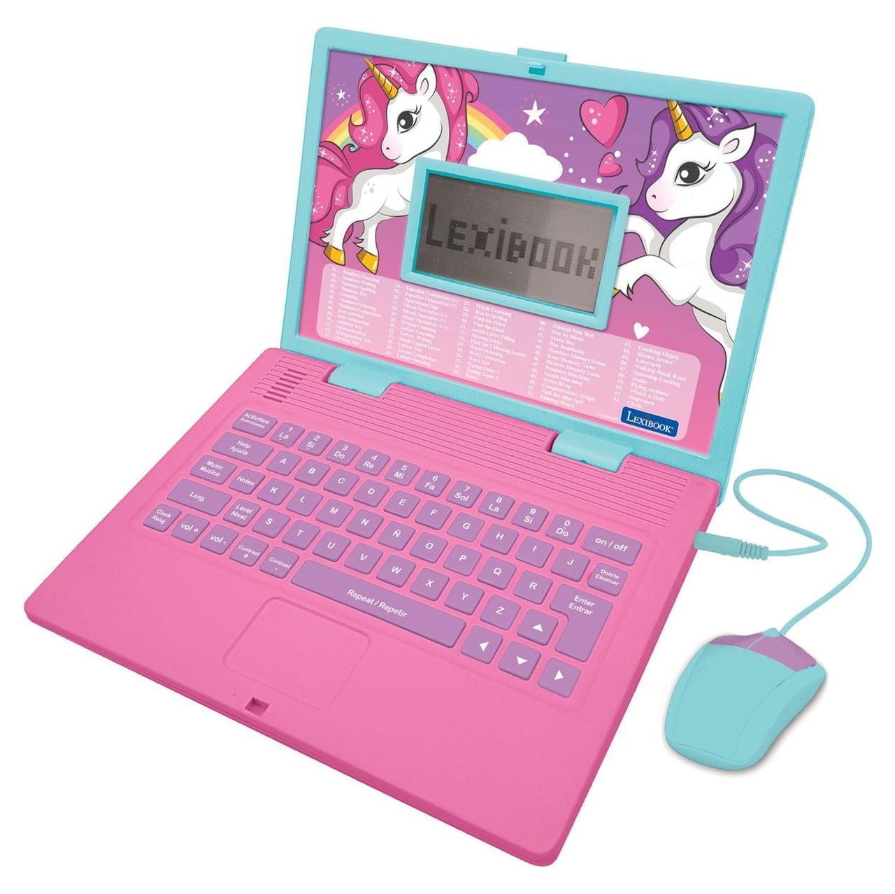 Lexibook - Unicorn Educational and Bilingual Laptop Spanish/English with 124 Activities - JC598UNIi2