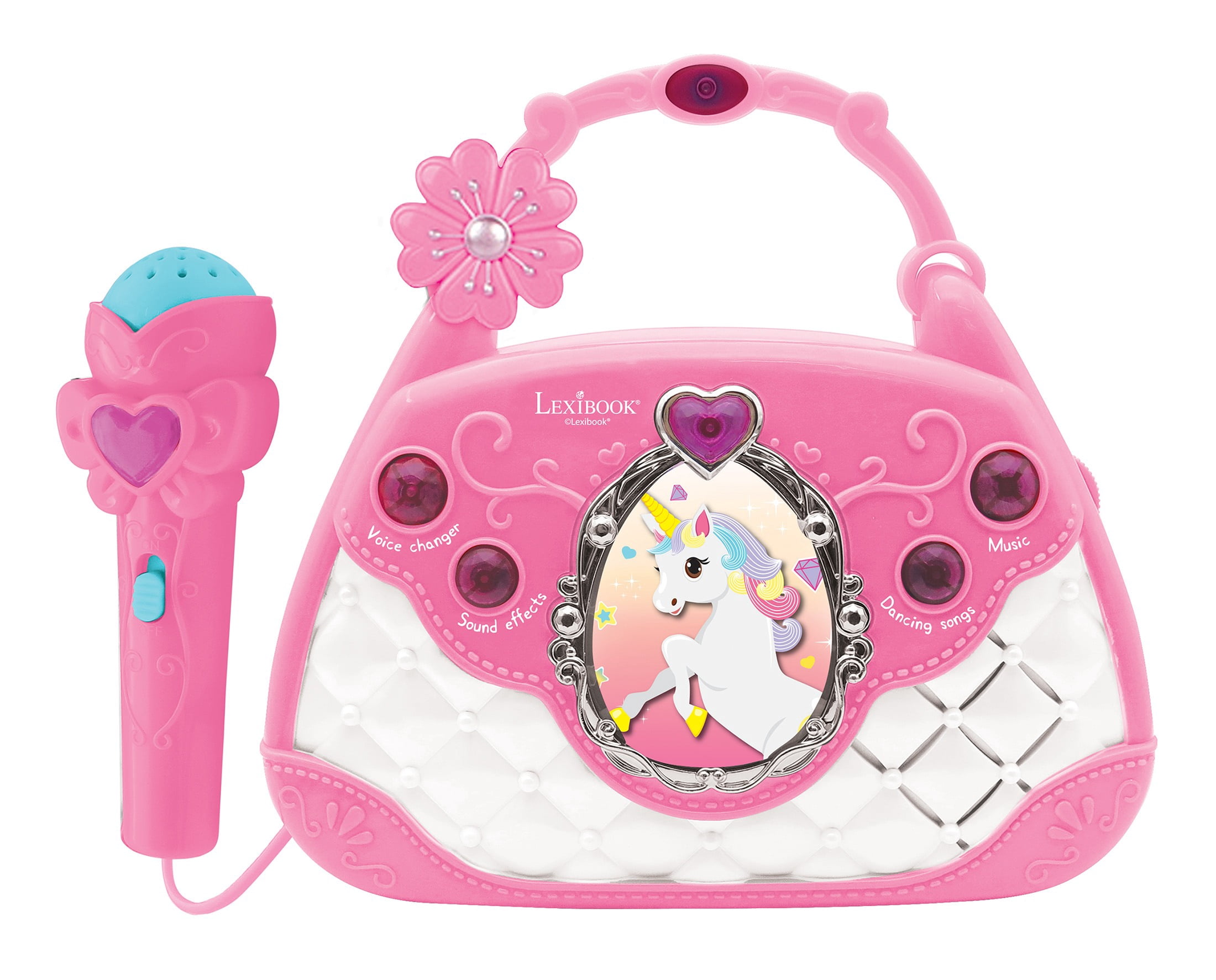 Lexibook Unicorn, Karaoke Bag with Microphone, Voice Changer, Demo