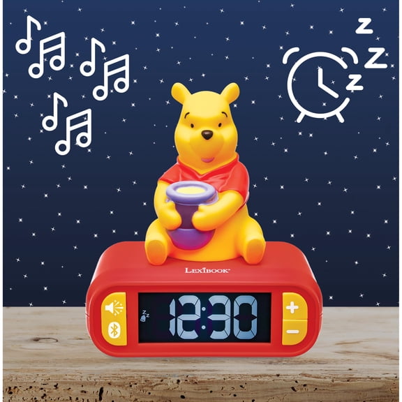 Lexibook Winnie The Pooh Alarm Clock, Bluetooth Speaker, Red