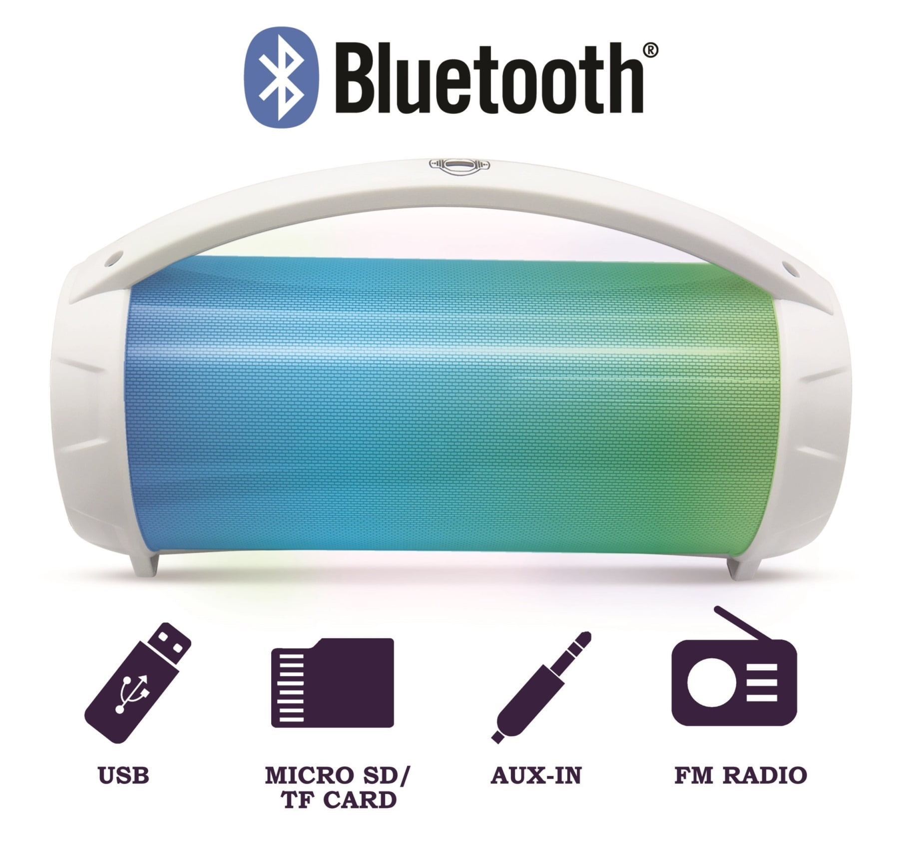 Lexibook iParty Portable Light Speaker with Mic, White