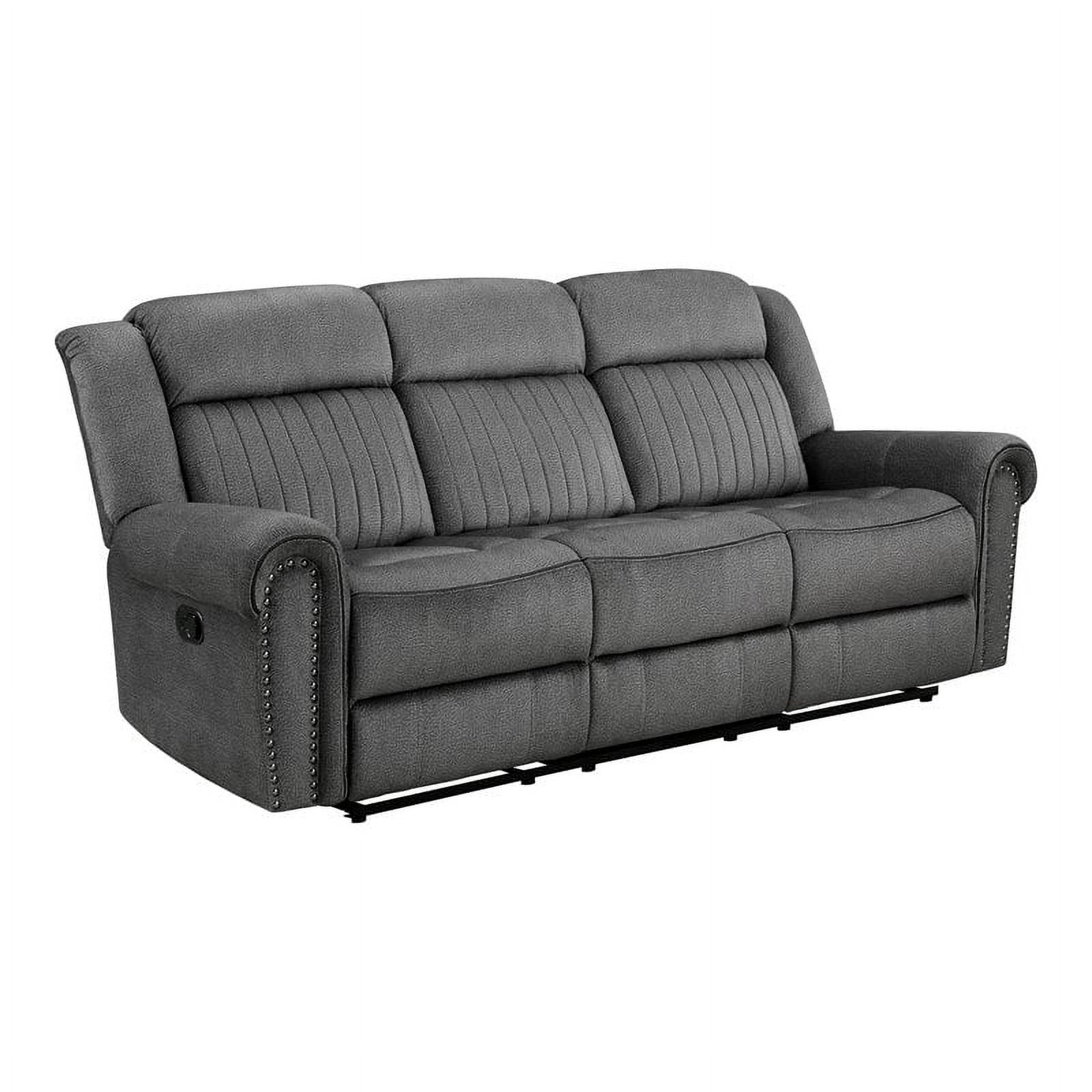 Lexicon 19.5" Transitional Fabric Double Reclining Sofa in Charcoal