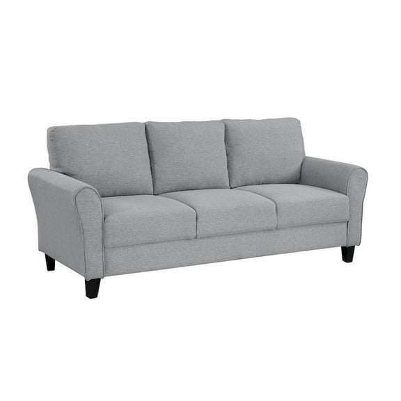 Lexicon 19" Transitional Solid Wood and Polyester Sofa in Dark Gray/Black