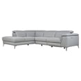 thumbnail image 1 of Lexicon 2-piece Leather Power Sectional with Left Chaise in Light Gray/Chrome, 1 of 10