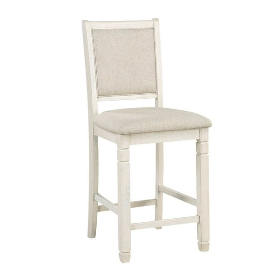 Lexicon Asher 25.5" Fabric Counter Height Chairs in White (Set of 2)