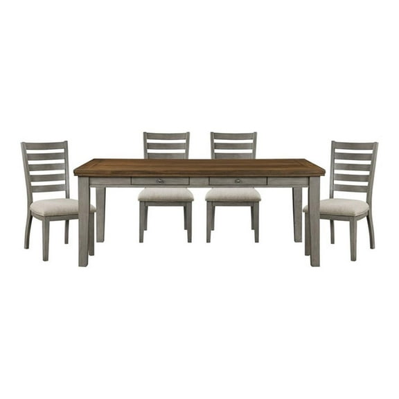 Lexicon 5-Piece Contemporary Wood and MDF Board Dining Set in Gray