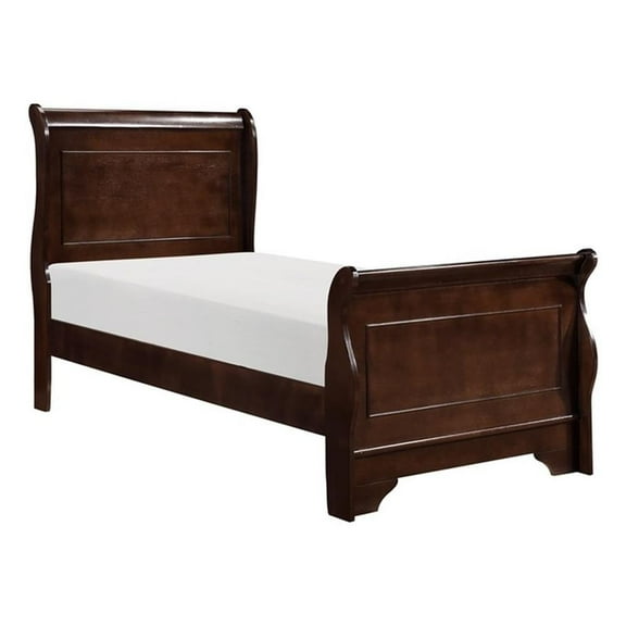 Lexicon Abbeville Traditional Engineered Wood Sleigh Bed, Twin, Brown Cherry