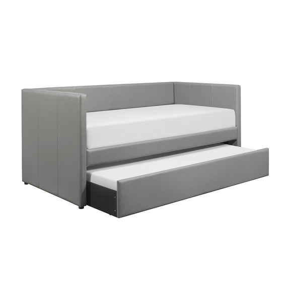 Lexicon Adra Faux Leather Daybed in Gray