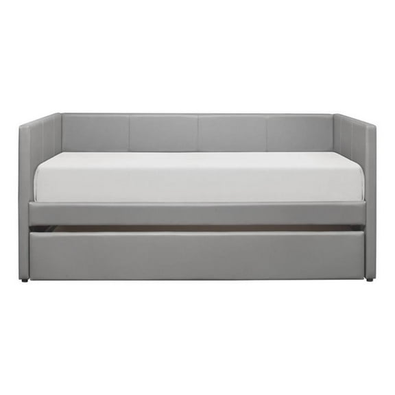 Lexicon Adra Faux Leather Daybed in Gray