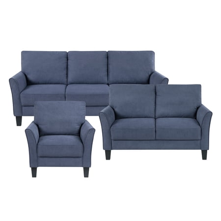 Lexicon Aliana Textured Fabric Upholstered Sofa in Blue