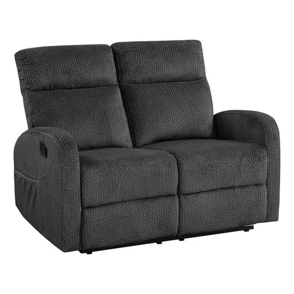 Lexicon Allen Microfiber Double Reclining Love Seat in Dark Gray