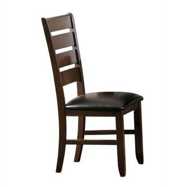 Brown Faux Leather Ladderback Side Chair Set