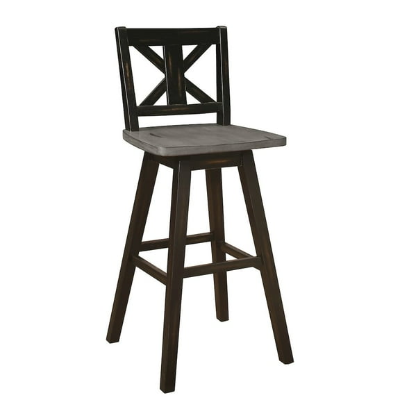 Lexicon Amsonia Cross Back Bar Height Dining Swivel Chair in Black (Set of 2)