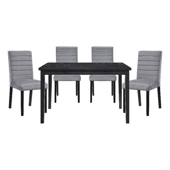 Lexicon Andreas 5-Piece Wood and Velvet Upholstery Dining Set in Gray