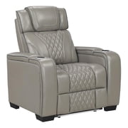 Lexicon Apex Leather Power Reclining Chair with Power Headrest in Gray