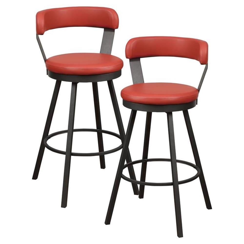 Gray Leather Swivel Bar Stool with Metal Base