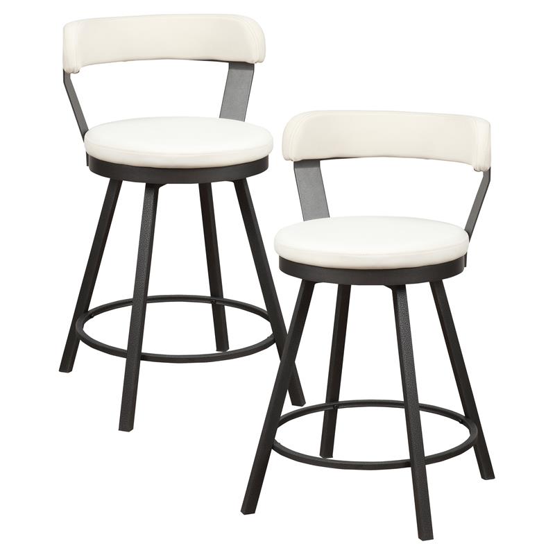Lexicon Appert Metal Swivel Counter Height Chair in White (Set of 2