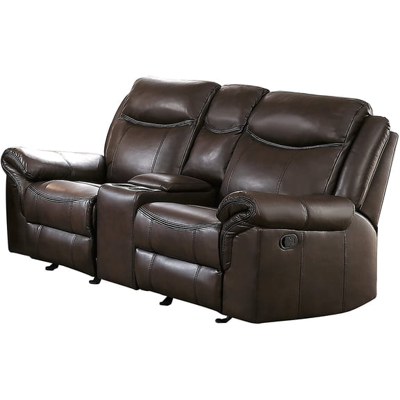 Lexicon Aram 42" Transitional Faux Leather Glider Reclining Chair in Dark Brown