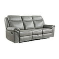 thumbnail image 1 of Lexicon Aram Faux Leather Double Reclining Sofa in Gray, 1 of 5