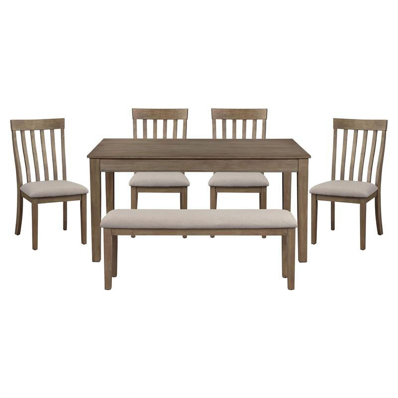 Contemporary Oak Veneer 6-Piece Dining Set with Wire Brush Brown/Gray Finish