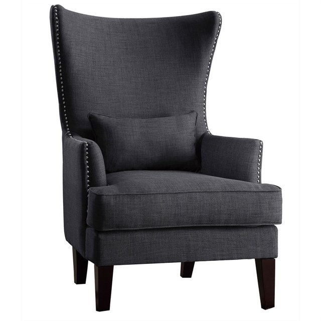 Lexicon Avina Upholstered Accent Wingback Chair in Charcoal