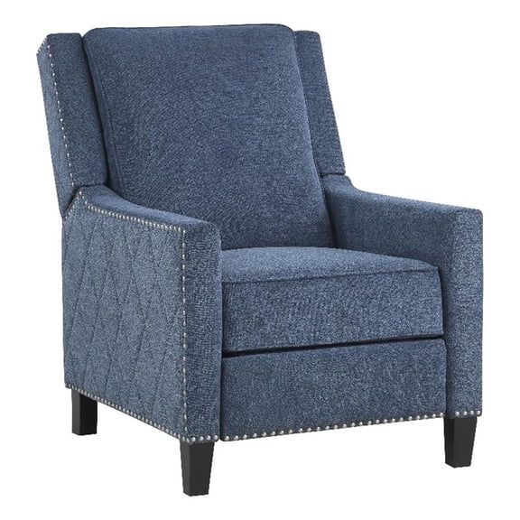 Lexicon Banks Fabric Upholstered Push Back Recliner in Blue Color