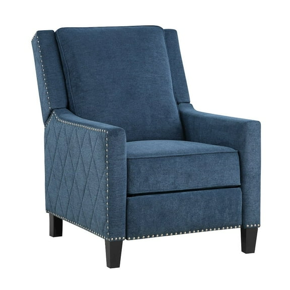 Lexicon Banks Fabric Upholstered Push Back Recliner in Blue Color