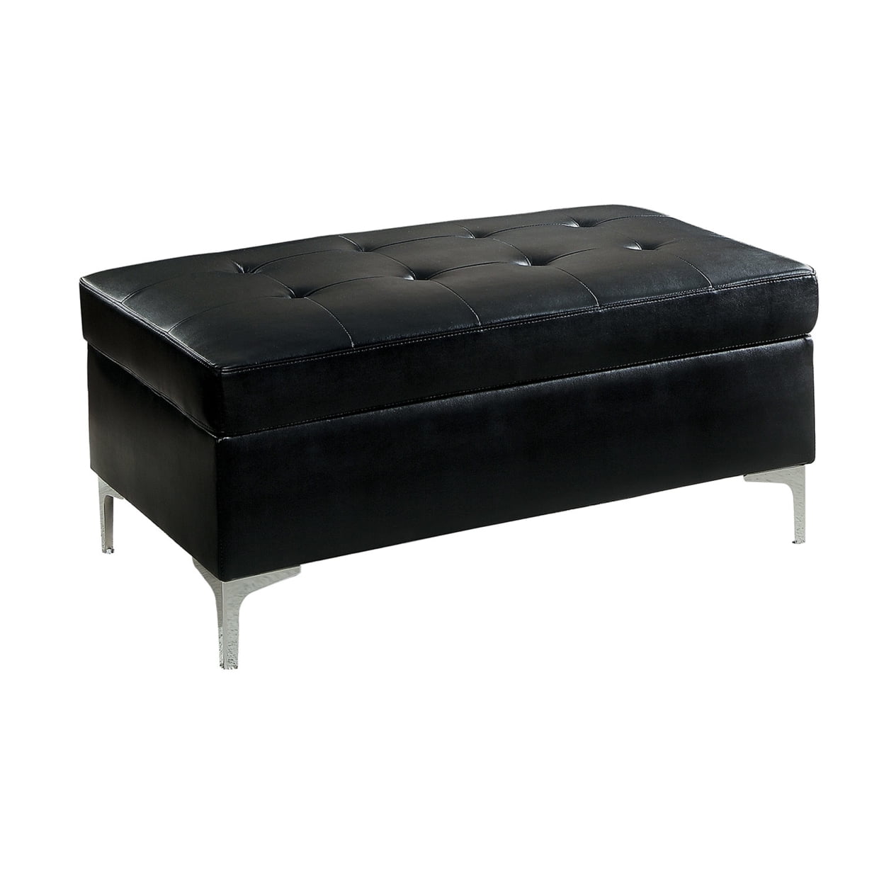 Barrington 45'' Black Tufted Modern Ottoman